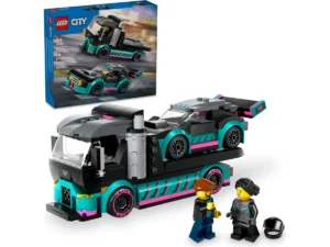 Race car and car carrier truck