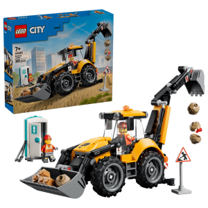 Yellow Backhoe Loader